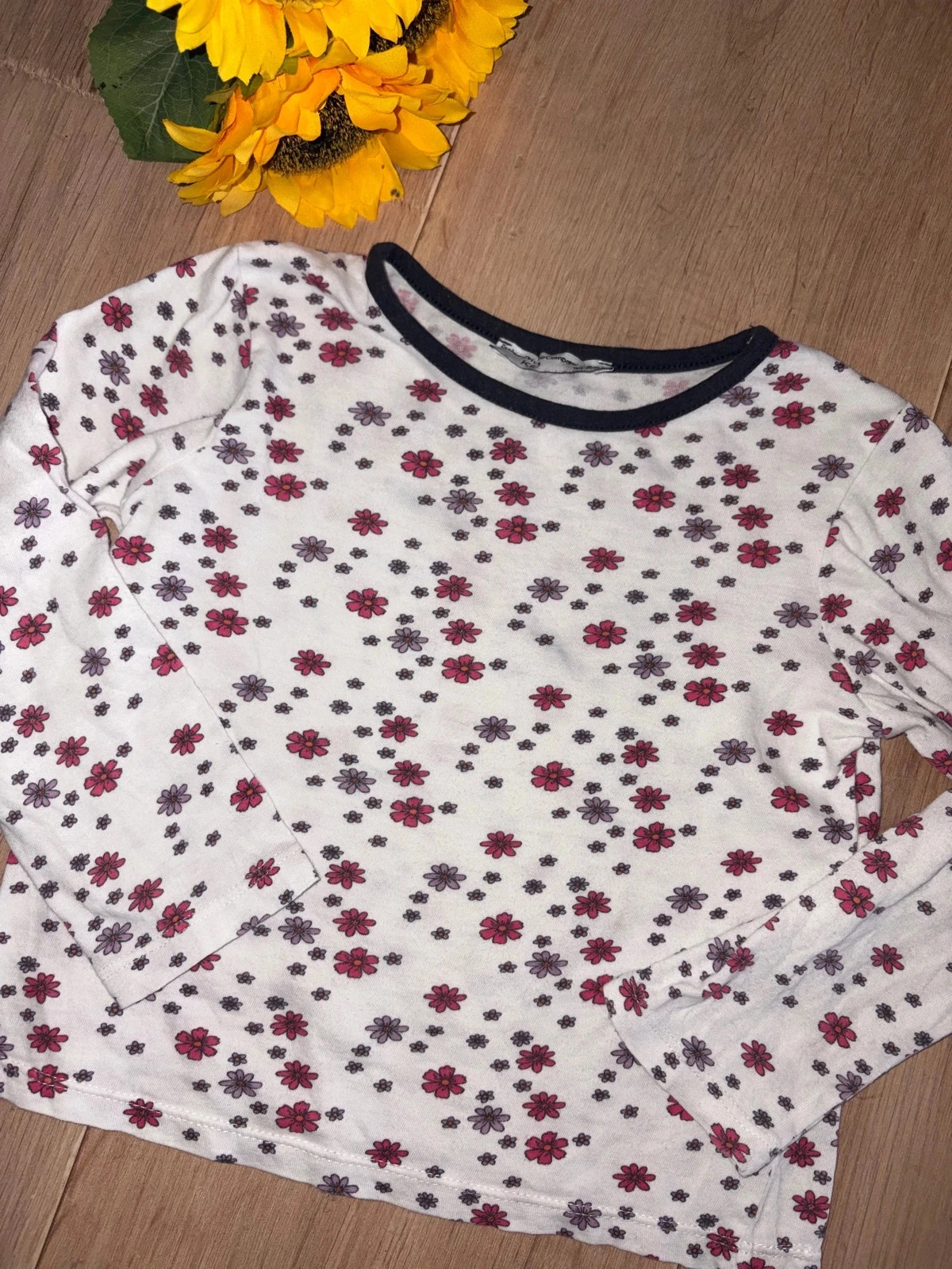 White floral long-sleeve T-shirt FPC size 4 years – photo 2